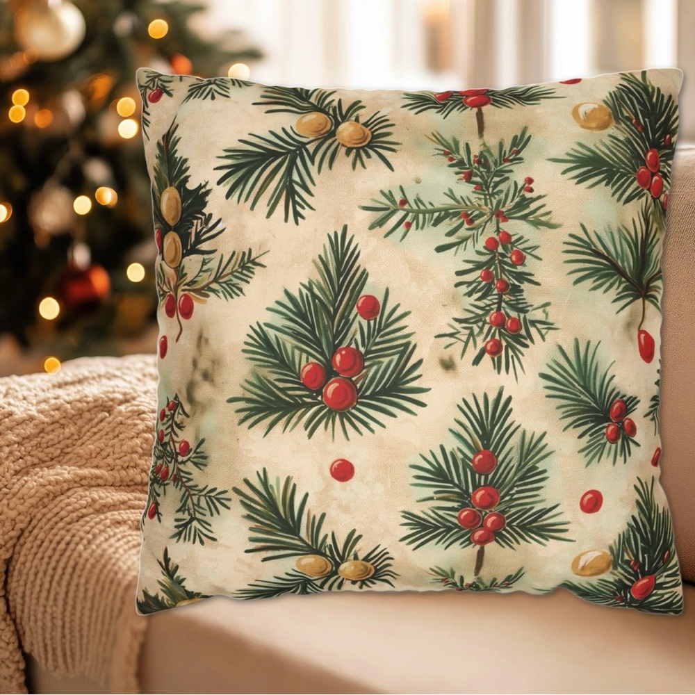 & Other Stories Holiday Pillow with Red and Green Design